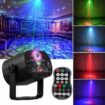 Světelný efekt LED Scénická světla Laserový projektor RGB Disco 60 VZORŮ + Dálkové ovládání