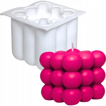 Výroba svíčky SILIKONOVÁ FORMA NA SVÍČKY ODLEVEK VOSKU BUBBLE DIY 6x6x6cm