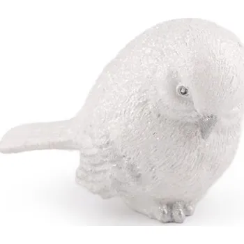 Vánoční dekorace Dekorace ptáček - 8 bílá glitry