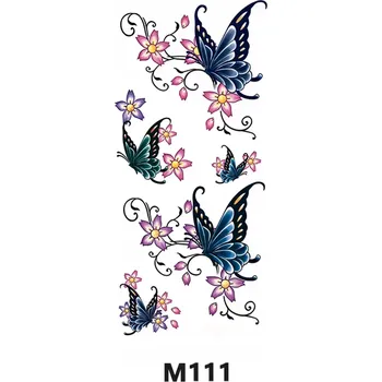 Odstranitelné tetování Dočasné tetování TATTOO 3D 19x9 motýli květiny barevné