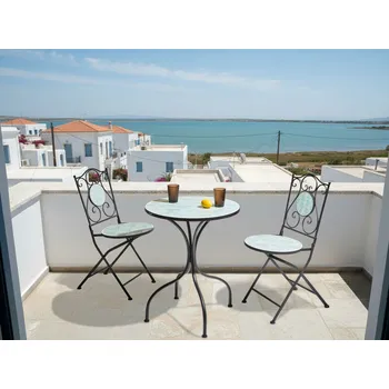 Zahradní stůl Zahradní bistro stolek černý kovový rám ø 60 cm vintage styl venkovní Beliani