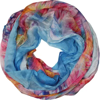 Šála Vzdušná šálka do kruhu – Duhový dotek modrá