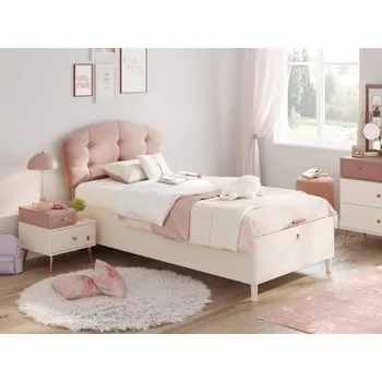 Postel Postel 100x200cm s úložným prostorem Beauty II - béžová/růžová