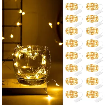 Vánoční dekorace 16X DRÁTKOVÉ SVĚTÝLKA 20 LED TEPLÁ BÍLÁ MIKRO VLÁKNA VÁNOČNÍ OSVĚTLENÍ 2M