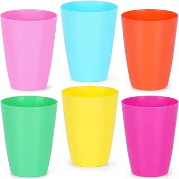 Sklenice Plastové kelímky 280 ml, sada 6 ks – opakovaně použitelné, barevné