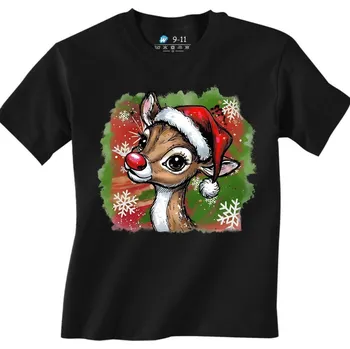 Chlapecké tričko Dětské tričko Rudolfův Vánoční Úsměv (Velikost: 7-8, Barva: Černá)