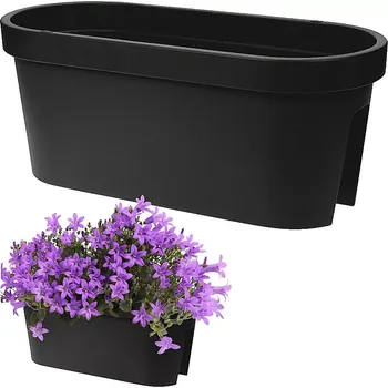 Truhlík Závěsný balkonový truhlík z recyklovaného plastu 59 cm – černý
