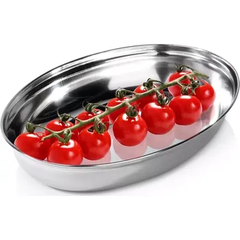 Ocelový oválný hluboký servírovací tác 25,5 × 18 cm
