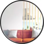 Kulaté nástěnné zrcadlo s černým dřevěným rámem 50 cm
