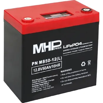 Záložní baterie MHPower MS50-12(L) Lithium baterie LiFePO4 12V/50Ah, Terminál LC5 - M8