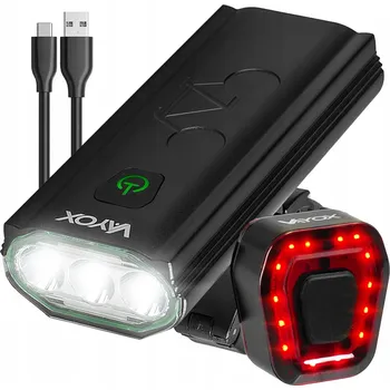 Cyklosvítilna PŘEDNÍ SVĚTLO NA KOLO 3xLED USB-C + ZADNÍ SVĚTLO NA KOLO PRO VAYOX