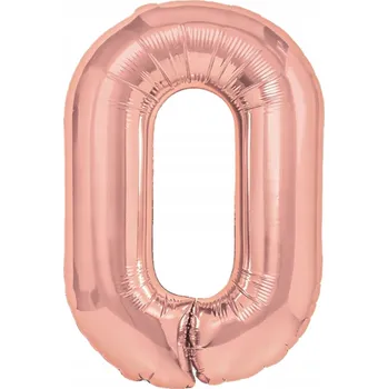 Balónek FÓLIOVÝ BALÓNEK ČÍSLICE 0 RŮŽOVÉ ZLATO VELKÝ 100 CM NA HELIUM DEKORACE K NAROZENINÁM