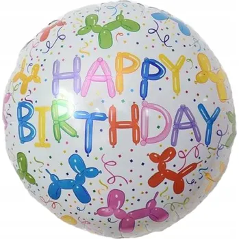 Balónek Fóliový balónek Happy Birthday s barevnými pejsky - Dekorace na narozeniny
