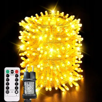 Vánoce 35M 350LED VÁNOČNÍ OSVĚTLENÍ NA STROMEČEK VENKOVNÍ/VNITŘNÍ BÍLÁ TEPLÁ IP65 8 Režimů +DÁLKOVÉ OVLÁDÁNÍ