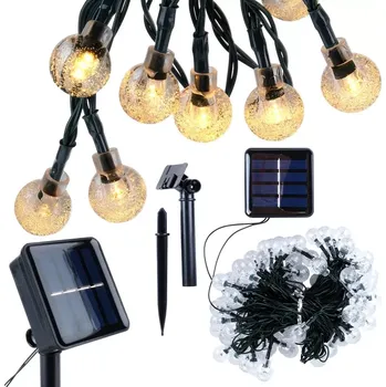 Vánoční dekorace Solární zahradní světelný řetěz 10 m, 100 LED, teplá bílá