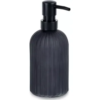 Dávkovač mýdla Skleněný dávkovač mýdla 400 ml – matně černý, žebrovaný