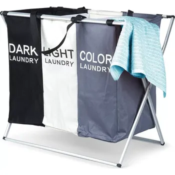 Koš na prádlo Skládací tříkomorový koš na prádlo 105 l