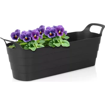 Květináč Plastový podlouhlý květináč s uchyty 44,5 cm černý
