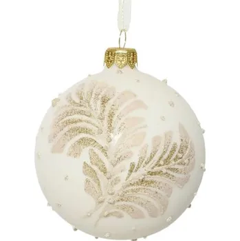 Vánoční ozdoba Vánoční ozdoba skleněná koule Ø 8 cm krémová
