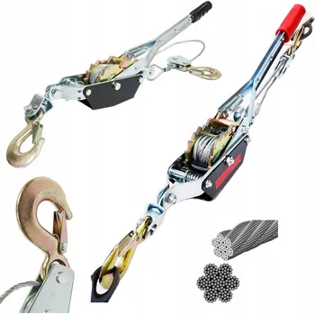 lanový naviják Ruční lanový naviják Falon-Tech 4000 kg, 2 háky, lano 6 mm, 2,5 m