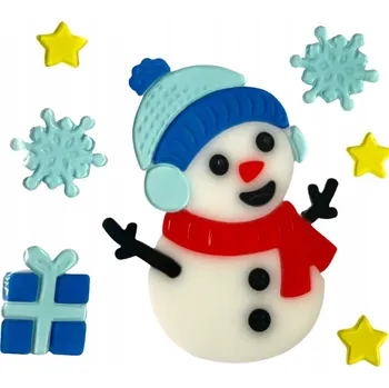 Vánoční dekorace Vánoční okenní dekorace sněhulák na okno, sklo, zrcadlo, barevný