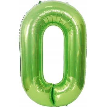 Balónek FÓLIOVÝ BALÓNEK ČÍSLICE 0 ZELENÝ VELKÝ 100 CM NA HELIUM NAROZENINY