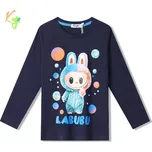 Chlapecké tričko dlouhý rukáv Kugo DT9421 tmavě modré (Cool tričko pro kluky s Labubu)
