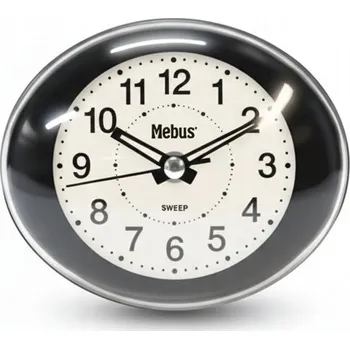 Hodiny ČERNÉ HODINY BUDÍK MALÝ PĚKNÝ MEBUS 10 CM OVÁLNÉ RUČIČKY SVÍTÍCÍ QUARTZ