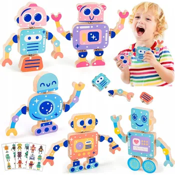 ostatní stavebnice HGRGHH Dřevěné Stavebnice Montessori Hračka DIY Robot pro děti 3-6 let