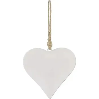 Závěsná dekorace Srdce kovové, bílá, 9,7x1,7x9,7cm