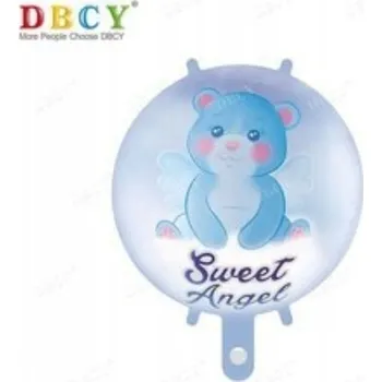Balónek Fóliový balónek s nápisem "Sweet Angel" Baby Shower a modrým medvídkem