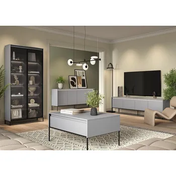 Obývací stěna Obývací sestava s LED IPOLIS šedá/černá