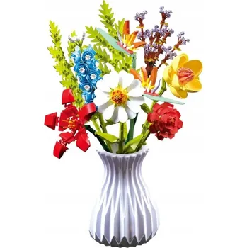 ostatní stavebnice STAVEBNICE KVĚTINOVÁ KYTICE S VÁZOU STAVEBNICE STAVEBNÍ, 742 DÍLKŮ