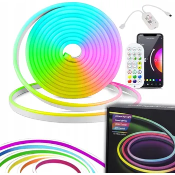 LED osvětlení 5m LED Neon Flex RGB Pásek s Aplikací a Dálkový Ovladač, Vodotěsný, 12V