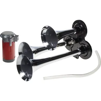 Houkačka 3-tónová fanfára 295mm, chromová, 24V s kompresorem