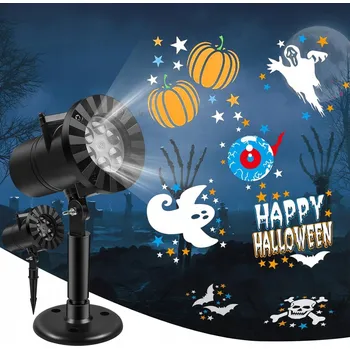 Světelný efekt VÁNOČNÍ HALLOWEENSKÝ SVĚTELNÝ PROJEKTOR VE TVARU SNĚHOVÉ VLOČKY S DÁLKOVÝM OVLÁDÁNÍM