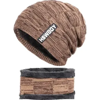 Čepice Chlapecký zimní set 2v1 nákrčník a čepice HSWBOY Hnědý