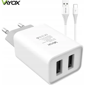 SÍŤOVÁ NABÍJEČKA 2x USB + KABEL USB TYP C VAYOX