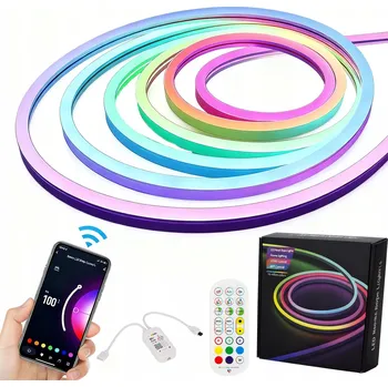 LED osvětlení Neonová LED RGB WiFi Páska s Aplikací, Dálkový Ovladač a Voděodolností, 12V, 5m
