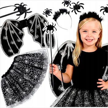 Karnevalový kostým KOSTÝM NA HALLOWEEN PRO DÍVKU PAVOUČICE PAVUČINKA SUKNĚ KŘÍDLA