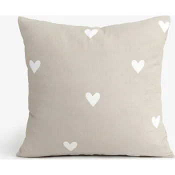 Povlak na dekorativní polštářek Flanelový povlak na polštář - Srdíčka na latte 40 x 40 cm