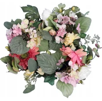 Věnec Květinový Věnec s Hortenziemi a Gerberami - Hotový Dekorace 28 cm