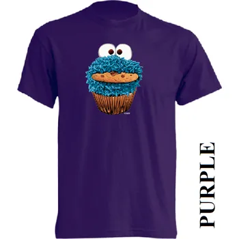 Pánská móda levne-bavlnene-tricko-potisk-cookie-monster Barva: Purple - purpurová, velikost: S