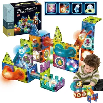 ostatní stavebnice Magnetické Stavebnice KRUMAD kuličková dráha svítící 75 dílků