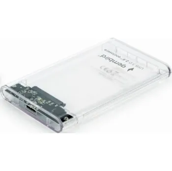 Interní pevný disk GEMBIRD EE2-U3S9-6 Box pro HDD/SSD 2,5" SATA – USB 3.0, 9,5 mm, průhledný plast