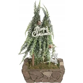 Vánoční dekorace Umělý zasněžený vánoční stromeček v jutě 28 cm - vánoční dekorace