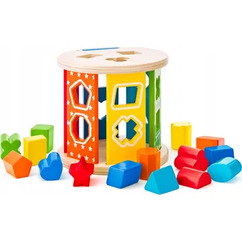 Dřevěná hračka Vkládačka válec s tvary Woodyland 91985, vícebarevná
