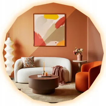 Zrcadlo Velké závěsné LED Zrcadlo, mnohoúhelníkové, styl loft boho, do ložnice i obývacího pokoje, 100x100 cm