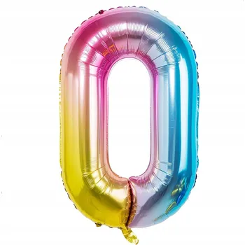 Balónek Fóliový balónek ČÍSLICE 0 DUHOVÝ VELKÝ 100 CM na heliové narozeninové oslavy