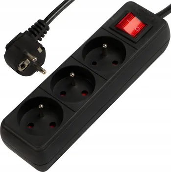 Napájecí kabel Prodlužovací Kabel lištový Blow 3 zásuvky 3 m černý s uzemněním a vypínačem